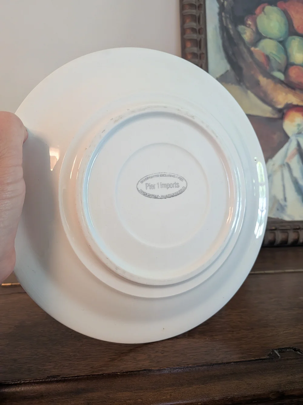 Pier 1 Hand Painted Italy Rainbow Stripe Salad Plate Ceramic Cottagecore